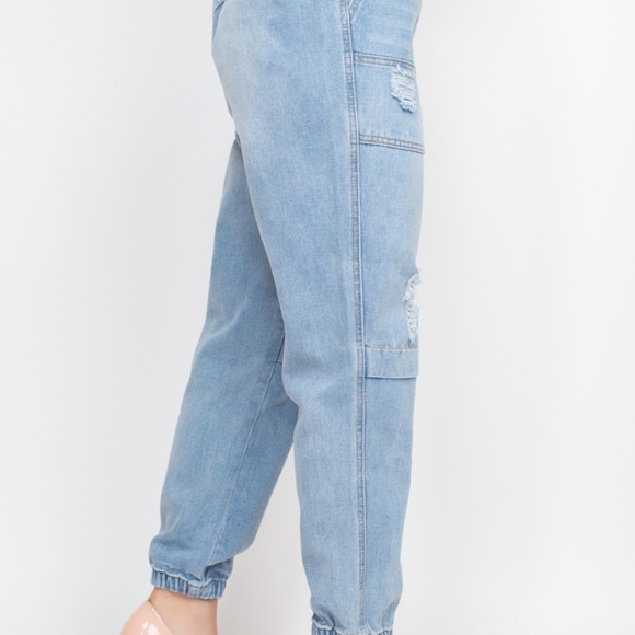 Denim Distressed Joggers - Picture 4 of 6